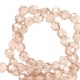 Faceted glass beads 4mm round Latte beige-pearl shine coating